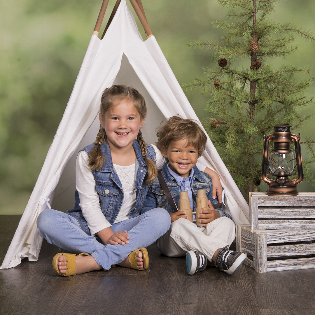 kids with camping gear